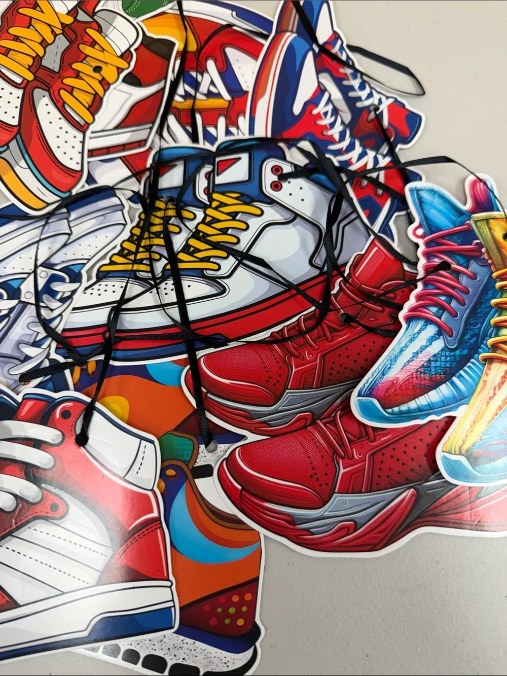 18 Piece Colorful Sneaker Party Decor Multi-Color Hangable tennis shoes hi tops